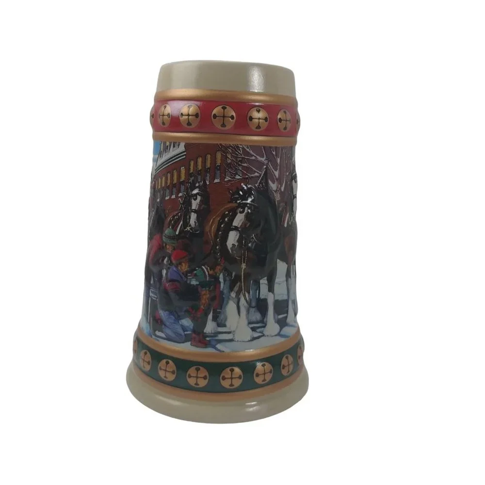 The 1994 Budweiser Holiday Stein Collection Hometown Holiday W/Box
